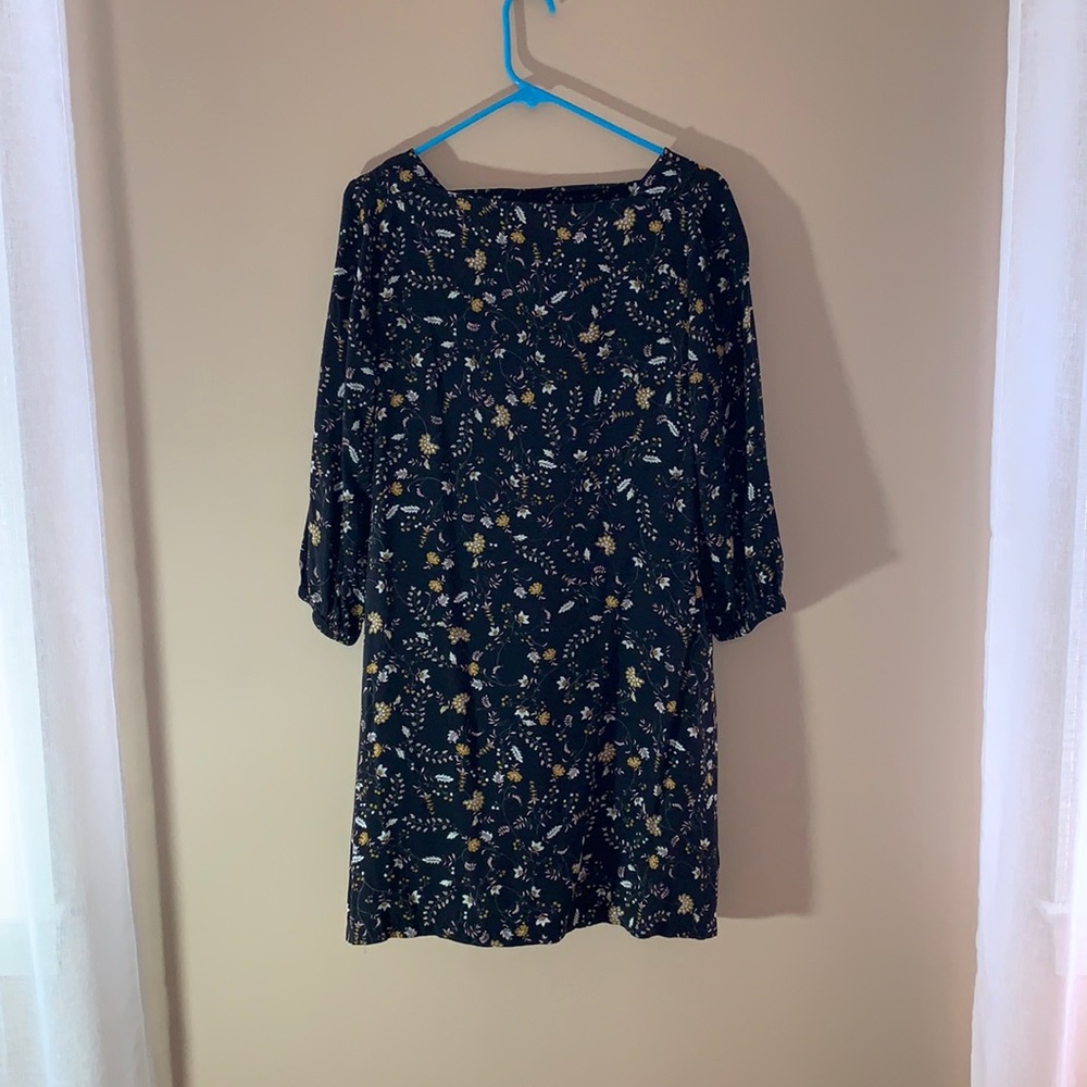 Floral black knee length dress